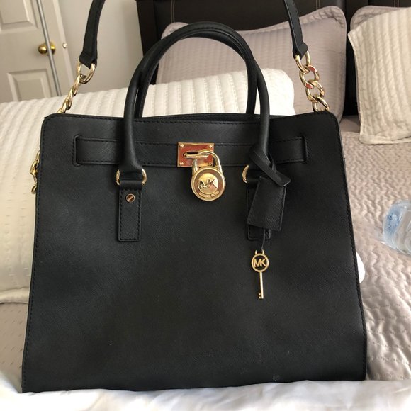 LARGE BLACK HAMILTON MICHAEL KORS PURSE - Picture 1 of 5